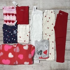 Girls Valentine’s Day/Heart Lot Of Clothes Size 4T. NWT! 9 Pieces To Mix & Match