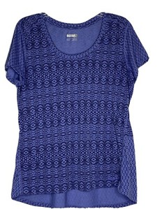 Marmot-Ladies-Hi-Lo-Activewear-Purple-Print-Short-Sleeve-Top-Size-XL