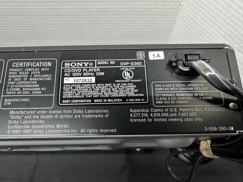 Sony DVP-S360 CD/DVD Player No Remote Tested & Working - Picture 8 of 9