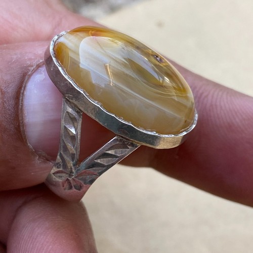 rare Handmade 925 Silver Mens Ring Size 12 Sultani جزع Yemeni Agate aqeeq Ring - Picture 4 of 12