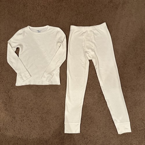 FRUIT OF THE LOOM 2 Piece Set BOYS SIZE L 10-12 THERMALS Beige Shirt and Pants - Picture 1 of 4