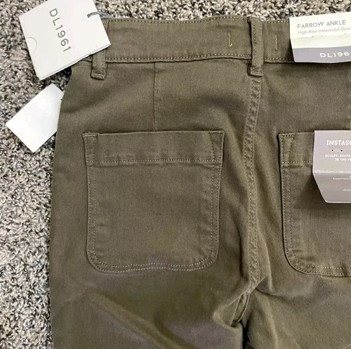 DL1961 Farrow Ankle High Rise Instasculpt Skinny Jeans 27 Basil Olive Green - Picture 3 of 9