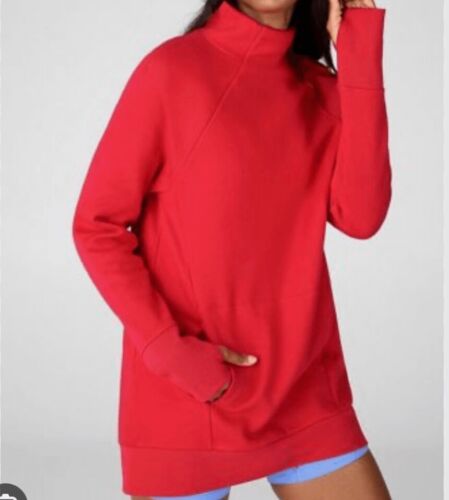 Valentines Day Red Fabletics Comfortable Funnel Neck Tunic Sweatshirt Size L $89 - Picture 2 of 22