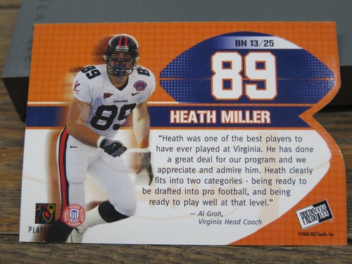 2005 Presseausweis #BN 13/25 Heath Miller gestanzt EX FOOTBALL-KARTE - Bild 3 von 3