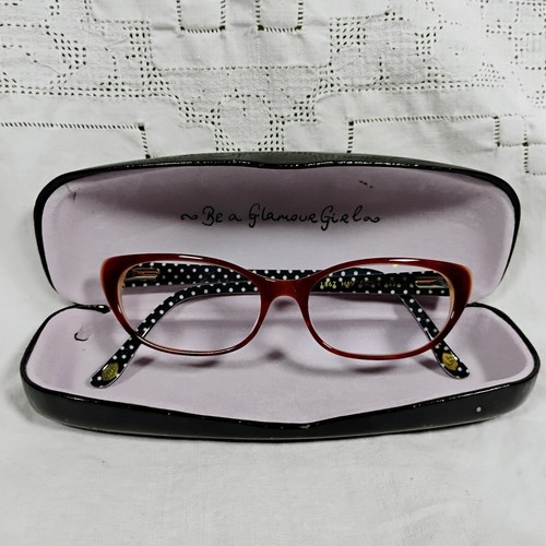 Monturas de gafas de diseñador Lulu Guinness L867 HAV rojo ojo de gato 50-14-135 - Imagen 17 de 17