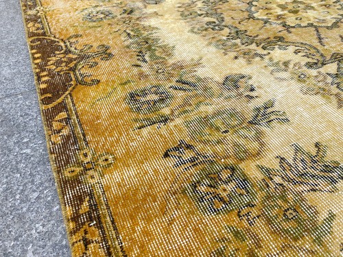 5x8 VINTAGE ORIENTAL BOHO HAND KNOTTED OUSHAK WOOL HANDMADE TURKISH AREA RUG - Picture 9 of 13