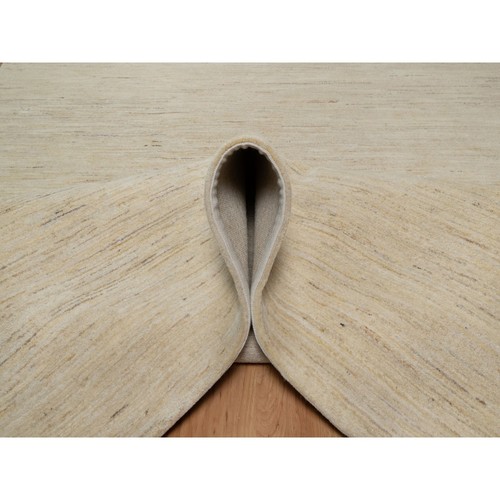 6'x11'10" Swan White All Wool Modern Plain Design Hand Knotted Runner Rug R91298 - Picture 4 of 10