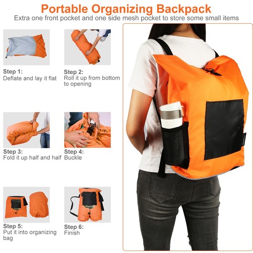 Inflatable Lounger Air Sofa Bed Chair Couch w Portable Organizing Bag Waterproof - Picture 4 of 30