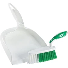 (2)-Libman White Plastic Dust Pan & Brush Set, For Kitchen, Shop Floors. Mod: 95