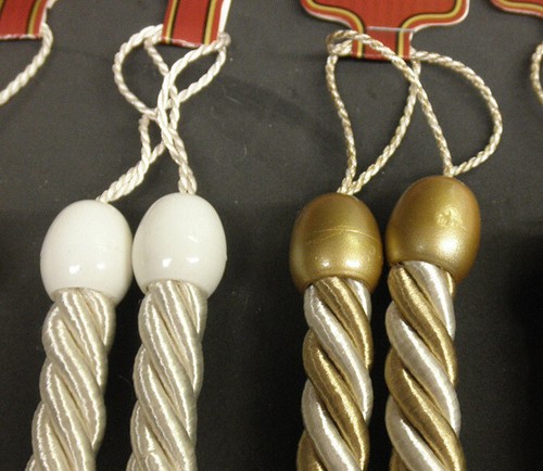 4 Braided Drapery Curtain Tie Backs Satin Rope Style Gold Silver 24" Tiebacks - Picture 2 of 3