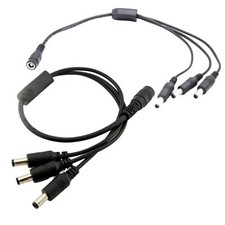 2pcs CCTV DC Power Splitter Cable 5.5mm x 2.5mm Female Jack to 3 Male 3 Ways ...