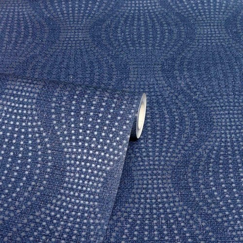 4 Rolls Navy Blue Wallpaper Metallic Dots Spots Shimmer Textured Feature Wall - Picture 6 of 6