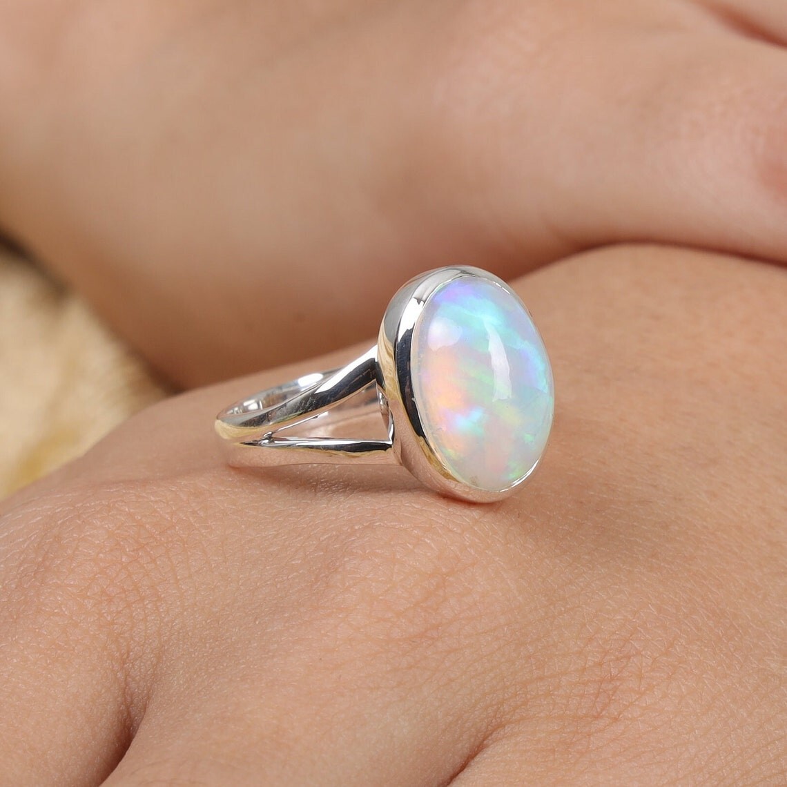 PEORA Created Black Fire Opal Large Vintage Style Ring For Women 925 Sterling Silver, 1.25 Carats Oval Shape 10x8mm, Size 5, Engagement, Promise, Anniversary Ring, For Classy Gift & Everyday Wear