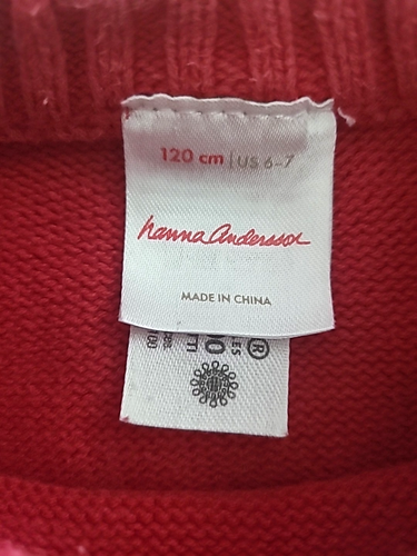 Hanna Andersson Red Fair Isle Snowflake Sweater Kids 6-7 120cm Cotton Knit - Picture 10 of 16