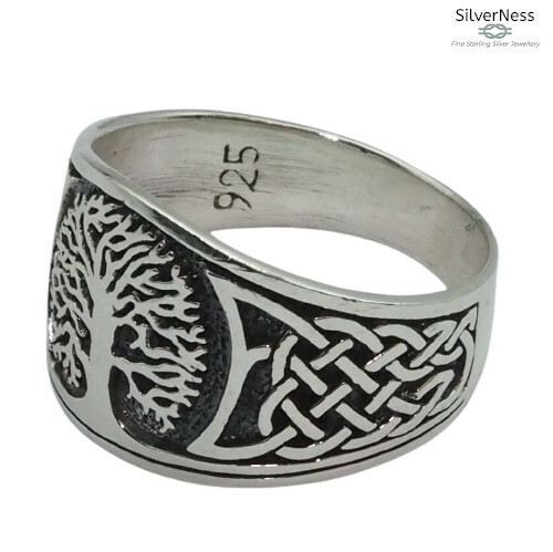 SilverNess Men's Jewellery Tree of Life Celtic Design Ring: Sterling Silver 925 - Picture 4 of 6