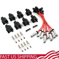 8 Pack Square Ignition Coil & Spark Plug Wires For Chevy GMC 4.8L 5.3L 6.0L 8.1L