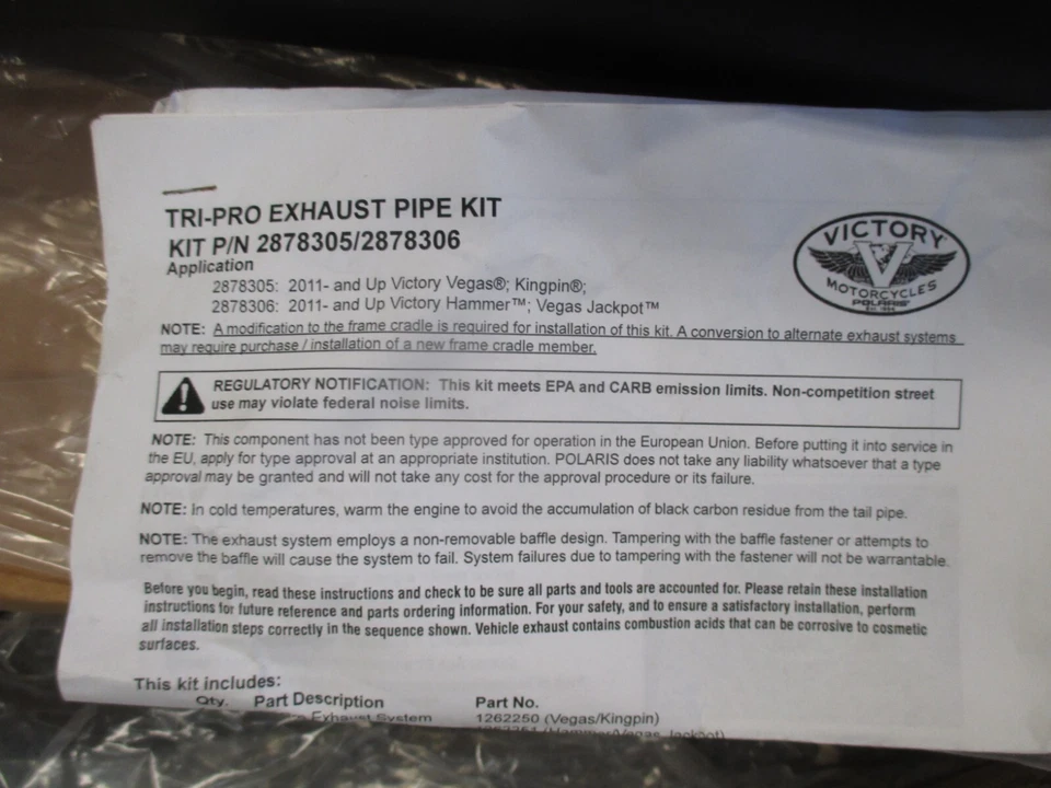 Victory OEM Cobra Incompleto Etapa 1 Tri Pro Escape Vegas Hammer 2878996-266 Foto 3 de 4