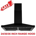 24/30/36 inch Wall Mounted Range Hood 450CFM Stove Vent 3-Speed Black New w/LED