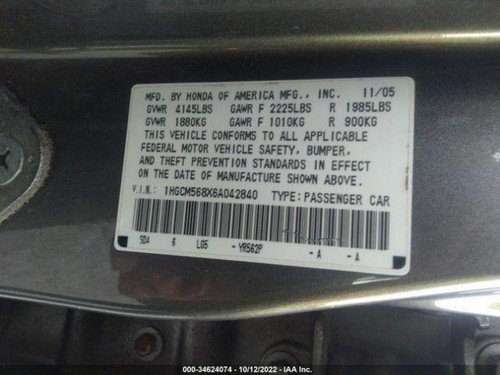 03 04 05 06 07 HONDA ACCORD Wiper Transmission Linkage Only - Bild 9 von 11