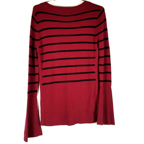 Nuevo Búfalo Talla XS Rayas Alto Bajo Suéter $69 Mujeres Puño Campana Cuello Redondo Prenda para el torso - Imagen 4 de 9