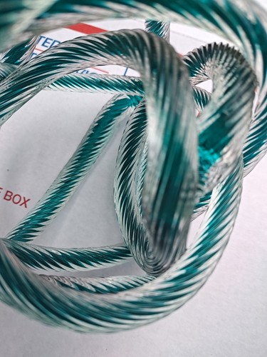 Moderne Kunst Glas verdreht geknüpftes Seil Skulptur Briefbeschwerer blaugrün Murano? - Bild 23 von 24