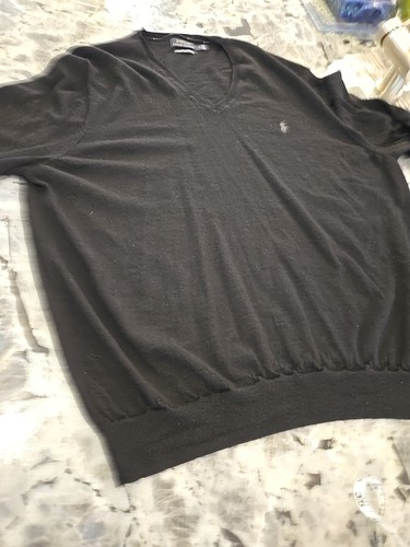 Polo Ralph Lauren Men's Washable Merino Wool V-Neck Sweater  black XXL - Picture 8 of 11