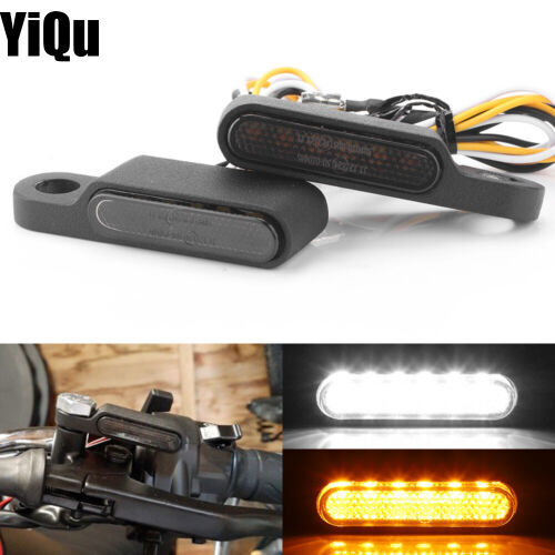 Motorcycle LED Turn Signals Amber Blinker White Running Light For Bobber Chopper - Picture 1 of 12