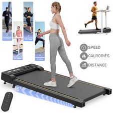 Treadmill Walking Pad Under Desk for Home Fitness LED Display with Remote 4 Mode