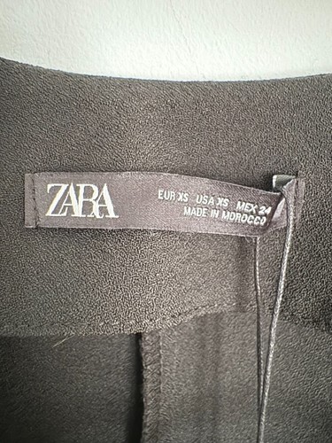 Zara XS Blazer Dress Skort Romper Double Breasted Black Ruched Sleeve Old Money - Picture 6 of 10