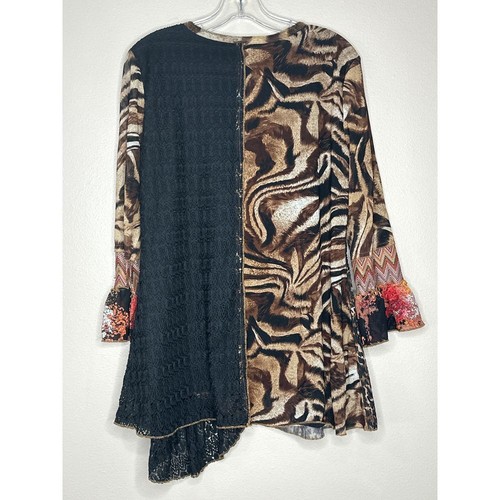 Top tunica Calessa donna XL multicolore patchwork pizzo asimmetrico Artsy Boho Bell - Foto 6 di 8