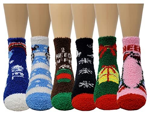 6 Paar Packung super weich gemütlich unscharf Winter warm rutschfest 9-11 Weihnachten #2 - Bild 8 von 8