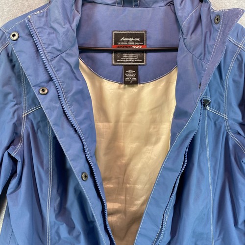 Eddie Bauer Jacket Women’s Medium Blue WeatherEdge Waterproof Parka Hooded Zip - Picture 9 of 14