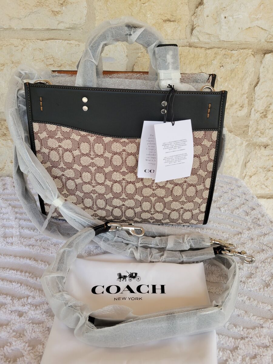 NEW Coach Rogue Signature Textile Jacquard Cocoa/Black LG NEVER displayed, 3-way NEW Coach Rogue Signature Textile Jacquard Cocoa/Black LG NEVER displayed, 3-way