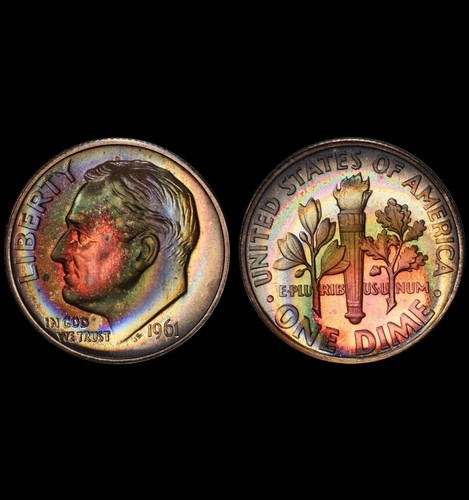 3 Coin 1961 US Silver Proof Set, PCGS Secure- Pretty Rainbow Toned - Picture 6 of 20