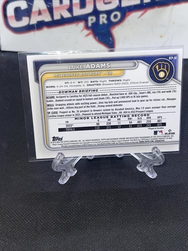 2024 Bowman - Prospects Gold Border #BP-50 Luke Adams /50 (RC) - Imagen 4 de 4