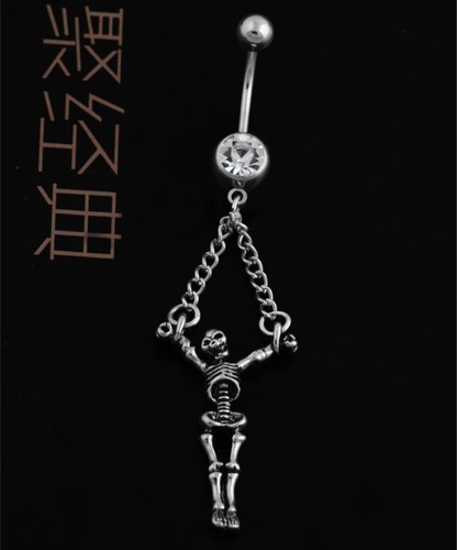 316L Acero Inoxidable Calavera Diablo Ombligo Vientre Botón Cuerpo Piercing Esqueleto Reino Unido - Imagen 6 de 6