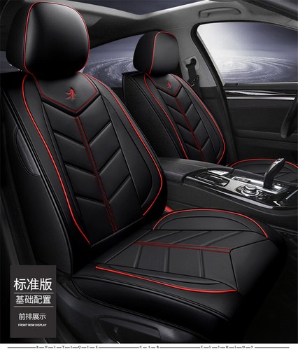 Black Car Seat Covers Cushions Full Set PU Leather For 5-Seats Car SUV Truck USA - Bild 5 von 6