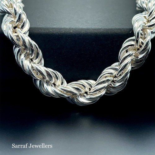 925 Sterlingsilber Seil Original Kette Halskette 7,5 mm breit 22-24-26-30-32" - Bild 6 von 11
