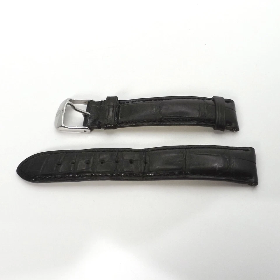 Correa de reloj Michele de cuero de cocodrilo negro en relieve bolsa de 18 mm Foto 4 de 4