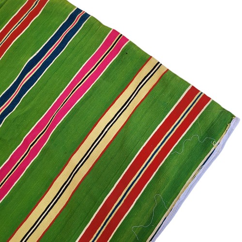 Handmade Moroccan Green Rug Pink Red Blue Gold Stripes Berber Tribal Wool Carpet - Picture 10 of 22