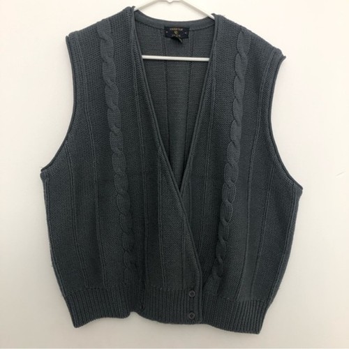 Charter Club Men's Wool Vest Button Cross Over Grandpa Size 42 Grey - Picture 2 of 9