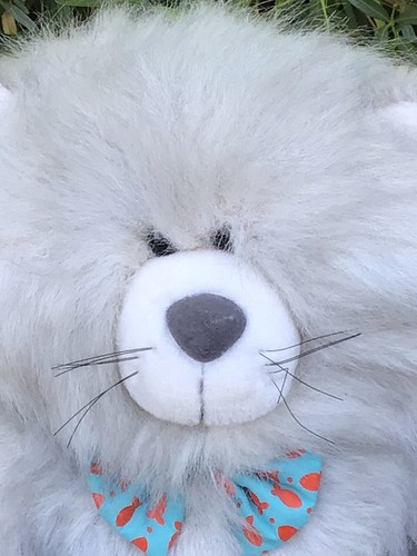 Dakin Fun Farm Plush 12" Cat  "Fishsticks" Goldfish Bowtie Fluffy Vintage 1985 - Picture 4 of 12