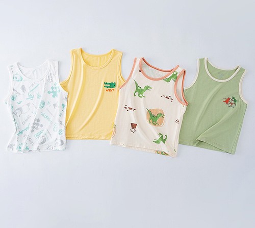 2PCS Baby Boys Sleeveless Summer Tank Top Soft Viscose from Bamboo Pajama Shirts - Picture 12 of 34
