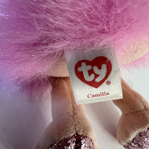 Ty Beanie Boos Pink Glitter French Poodle Camilla 9" Stuffed Animal Toy Plush - Picture 4 of 6
