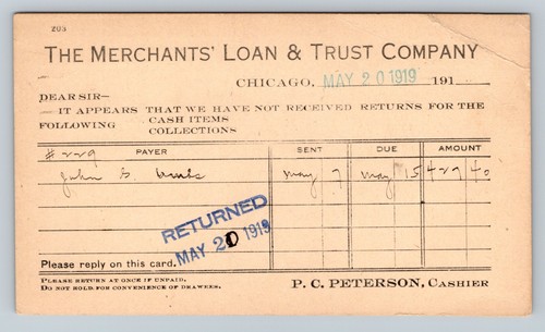 c1917 UX30 US Postal Card Jefferson Red 2c MERCHANTS LOAN & TRUST CO Chicago IL - Picture 5 of 5