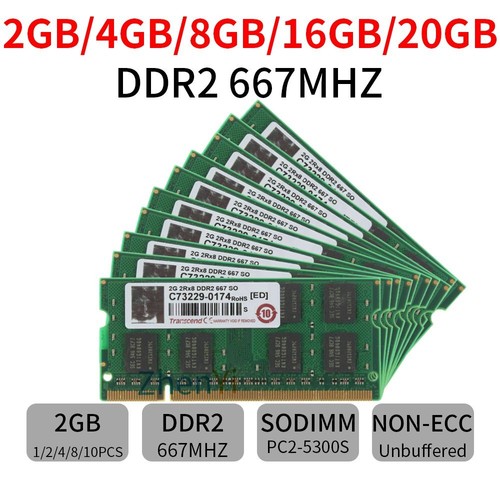 Transcend 16GB 8GB 4GB 2G DDR2 667Mhz PC2-5300 Laptop Memory Notebook RAM Lot BT - Afbeelding 1 van 15
