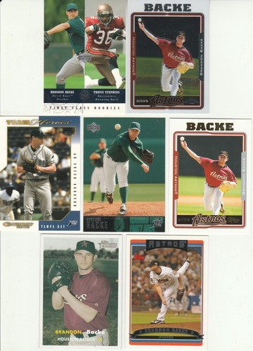 ⚾ 20 + BRANDON BACKE different card lot 8 RC 2002 - 2009 Rays Astros w 2 S/N - Afbeelding 2 van 3
