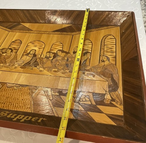 Vintage Unique Wood Art Piece of The Last Supper. 22x32 Mid Century Modern - Picture 10 of 19