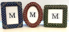 Met Museum of Art Mini Jeweled Enamel Blue Green & Red Photo Frames - set of 3