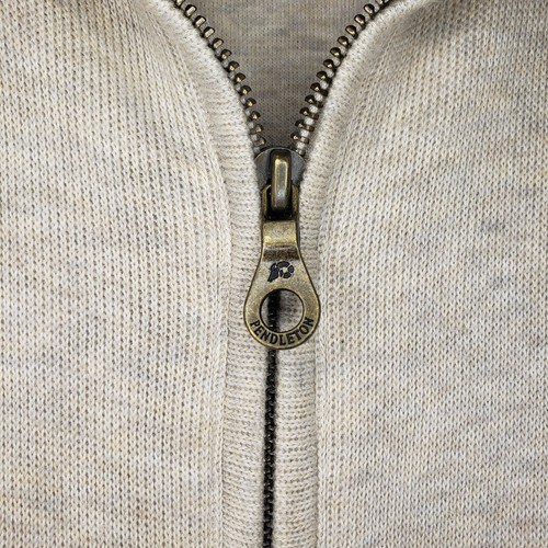 Pendleton Sweater Mens Full Zip 2 Pockets Beige Tan 100% Cotton Collar XL - Bild 5 von 5